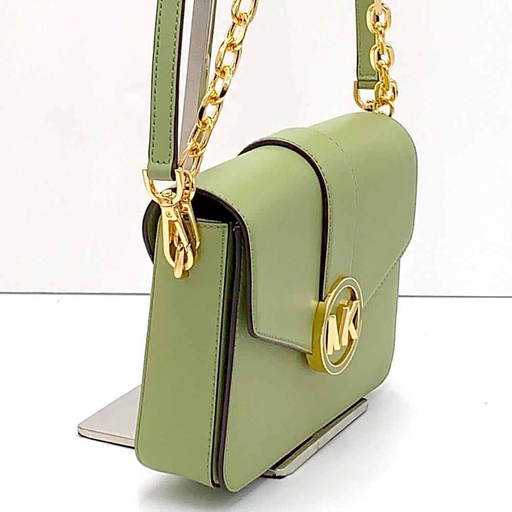 MICHAEL KORS CARMEN MEDIUM CONVERTIBLE SHOULDER BAG LIGHT SAGE COLOR - Picture 5 of 16